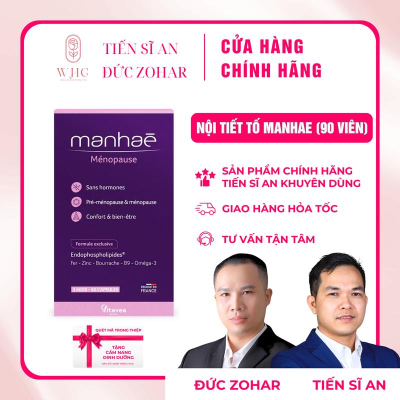 (TSA) Viên uống Manhae Menopause Nutrisante hỗ trợ cân bằng nội tiết tố nữ của Pháp, hộp 90 viên + Cẩm nang dinh dưỡng
