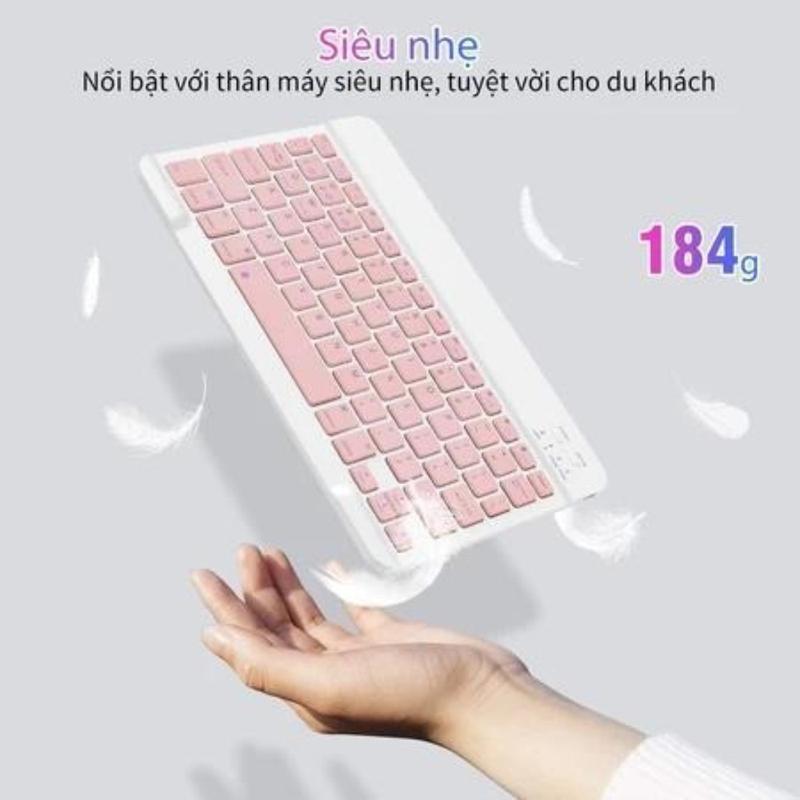 Bộ Bàn Phím Chuột Bluetooth Mini 10 Inch Sạc Được Chuyển 3 Hệ Thống Dễ Mang Đi