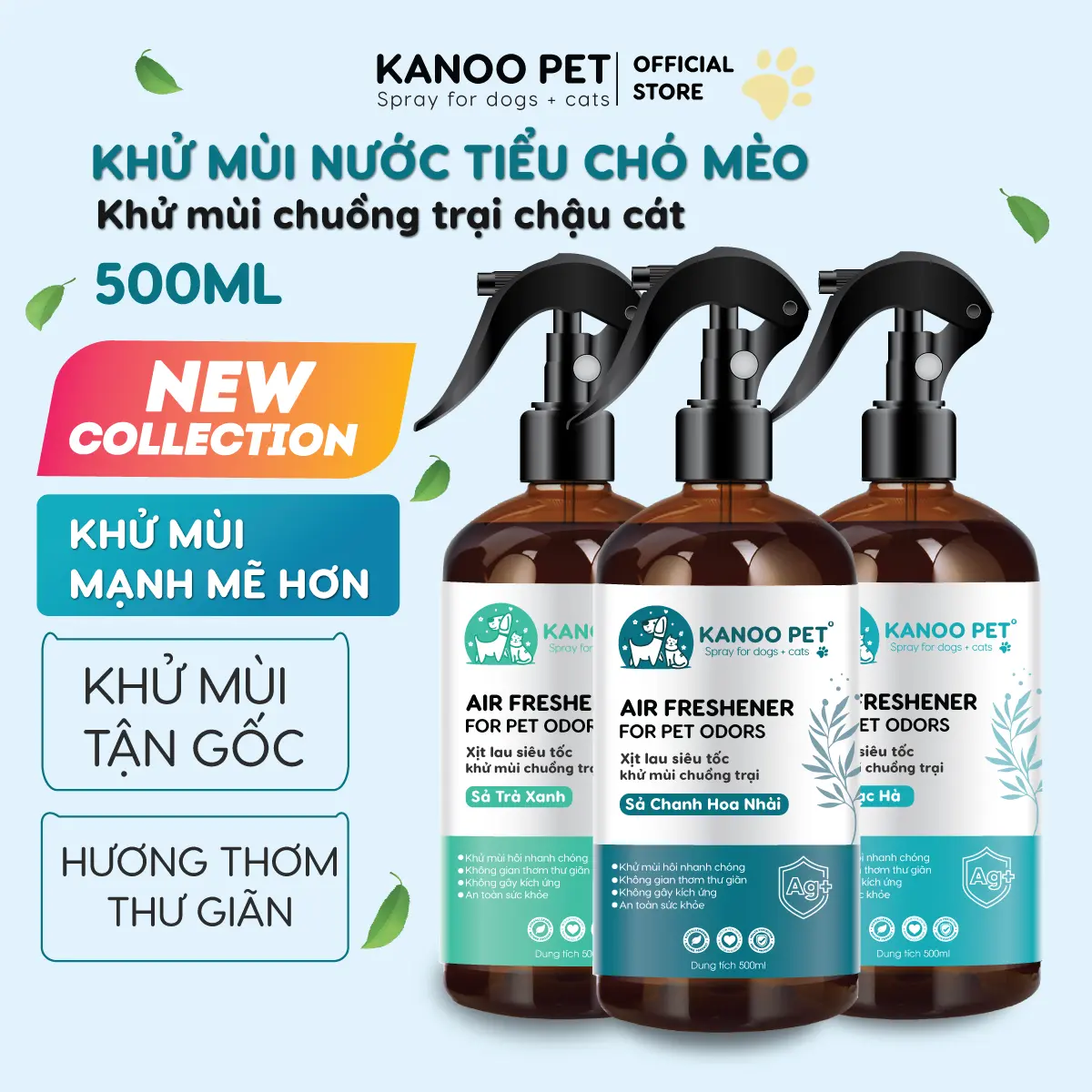 Xịt khử mùi nước tiểu chó mèo, khử mùi chậu cát, chuồng trại KANOO PET giúp khử sạch mùi hôi khai, hỗ trợ pet đi vệ sinh đúng chỗ
