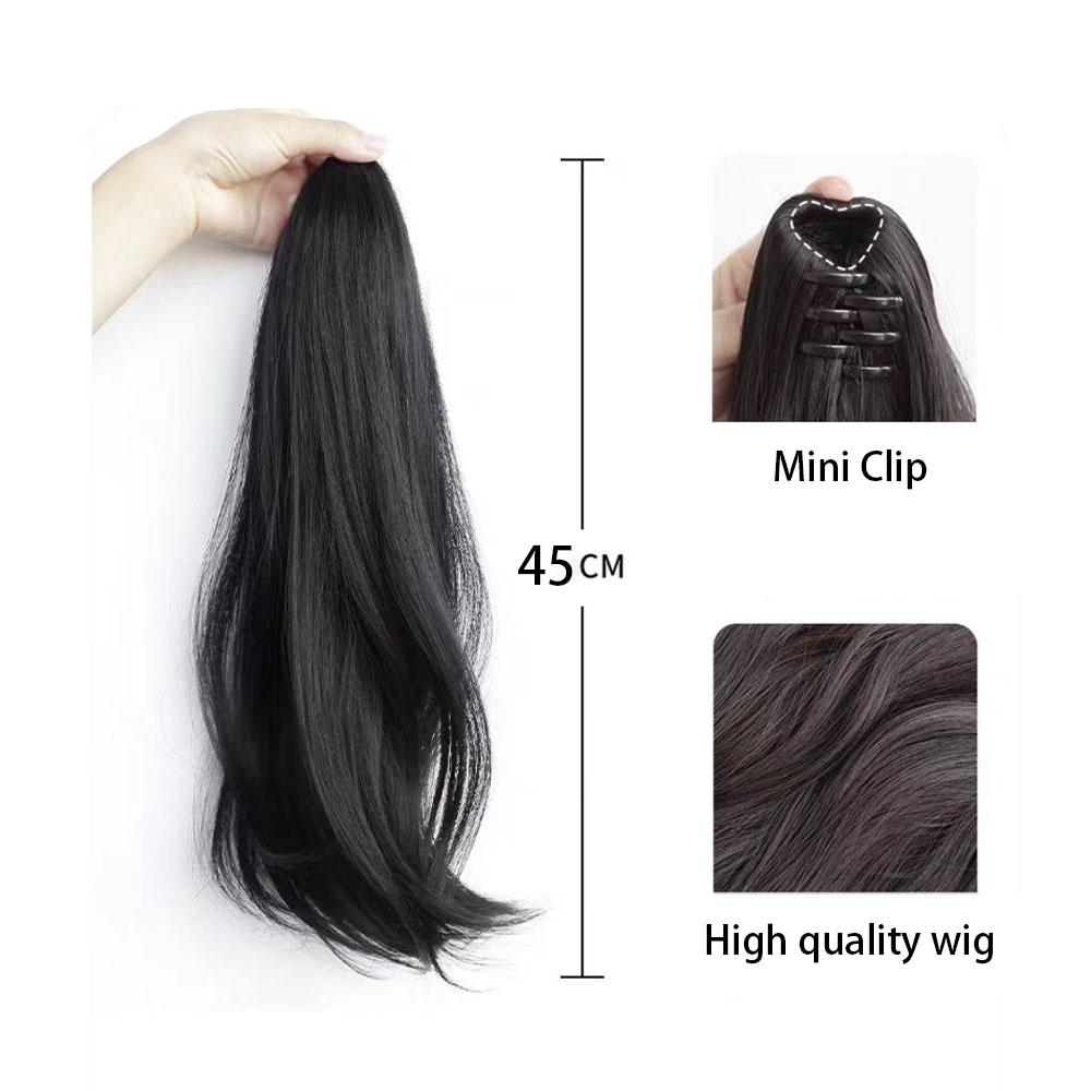 Wig rambut wanita Long lima klip rambut lurus panjang potongan wig piece serat kimia potongan rambut Natural Wig Hairdo