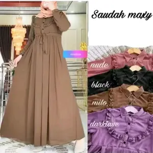 TERLARIS!! Gamis mola saudah kancing rempel bussui frendly pollycoton premium termurah gamis muslimah