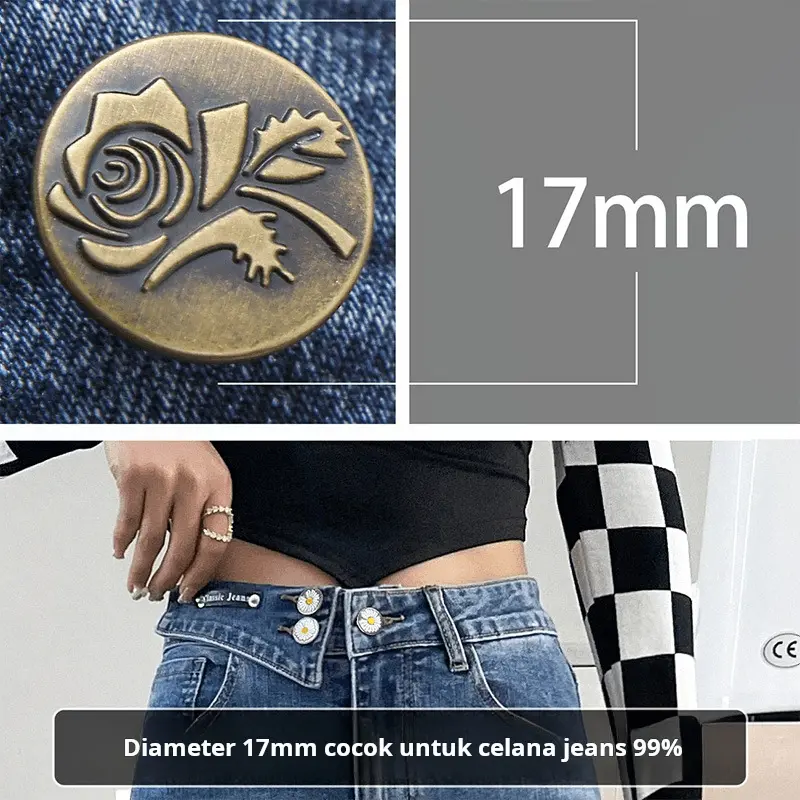 [Sepuluh tombol dilengkapi dengan obeng dan kotak]Kancing celana jeans wanita pengencang bebas paku bebas lubang celana khusus yang dapat disesuaikan mengubah ukuran pinggang celana ukuran pinggang kancing dewi 2