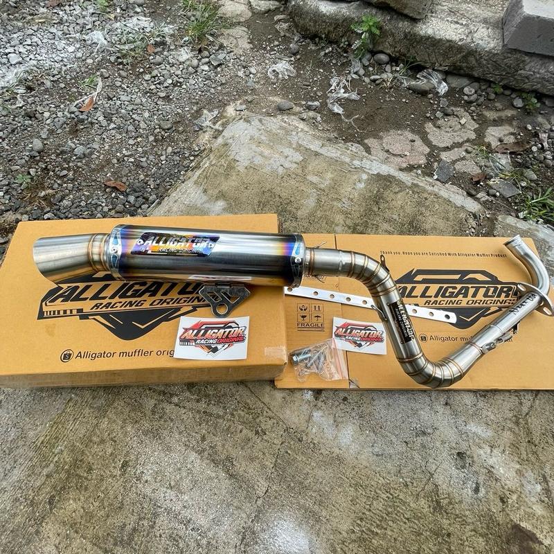 Knalpot Samlong Original Alligator Halfblue New Emblem [ inlet 38 mm ] free triplat Nmax Aerox Beat Mio Scoopy Vario Pcx lexy Xride fino Fazio Freego dll Bracket Laser Motor Motorcycle 5