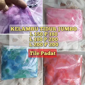 Kelambu Tidur Jumbo Anti Nyamuk Tile Padat 1kg - Ukuran 150 x 2m - Pink, Hijau,Ungu,Orange Motif bunga Windproof Sudah Dirakit