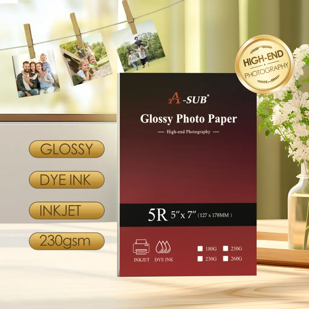 【5R Glossy】A-SUB 5R Glossy Photo Paper 230gsm Photograph Printing for Inkjet Printers 100sheets