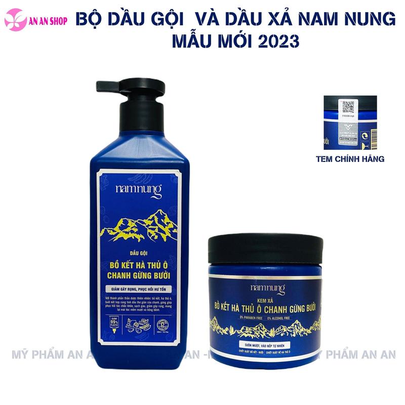 Dầu gội NamNung bồ kết hà thủ ô chanh gừng - Bộ Dầu gội + Dầu xả Nam Nung 500ml Chính hãng