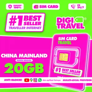 SIM Card China Mainland Tiongkok Kuota Besar | Simcard Cina Chongqing Guanzhou Beijing Chendu Shanghai | Kartu SIM China Cina Include VPN | DIGITRAVEL SIM Card China Mainland Kuota Besar