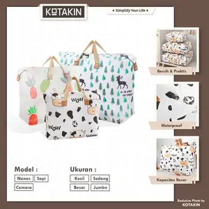 KOTAKIN Tas Jumbo Motif Londri Pindahan Laundry Bag Besar Jumbo Tempat Baju Kotor Storage Penyimpanan