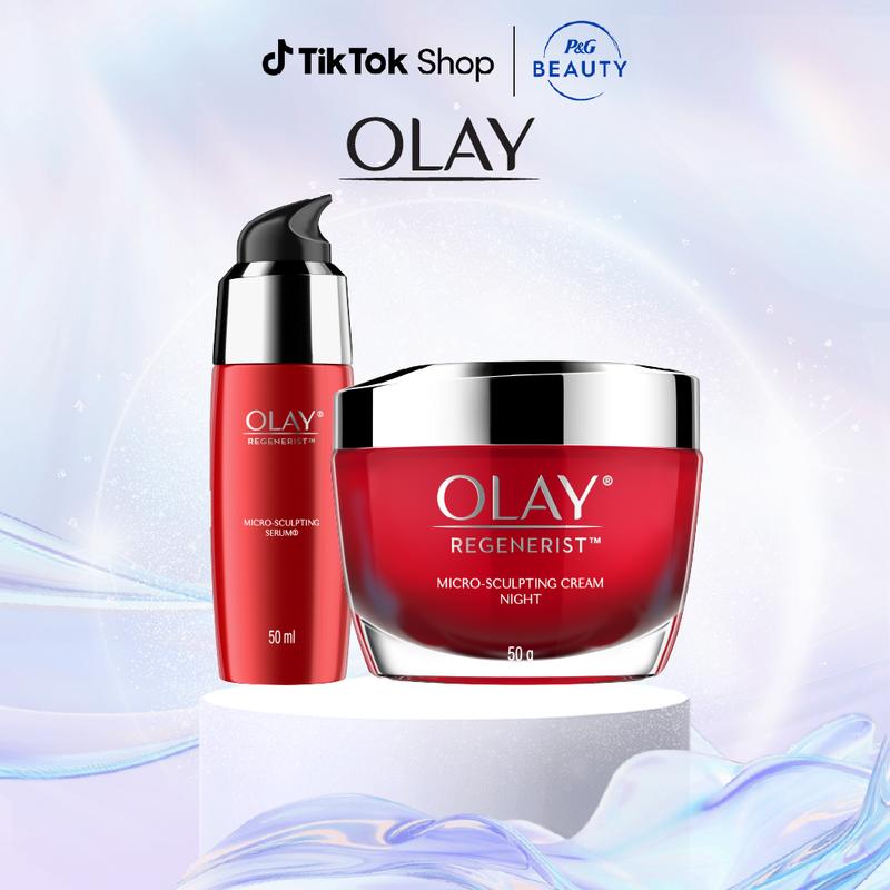   LIVE 2  Combo 2: Kem Dưỡng Ẩm Ban Đêm + Serum OLAY REGENERIST Căng Mướt Sáng Khỏe & Phục Hồi Dấu Hiệu Lão Hóa 50G + 50ML 