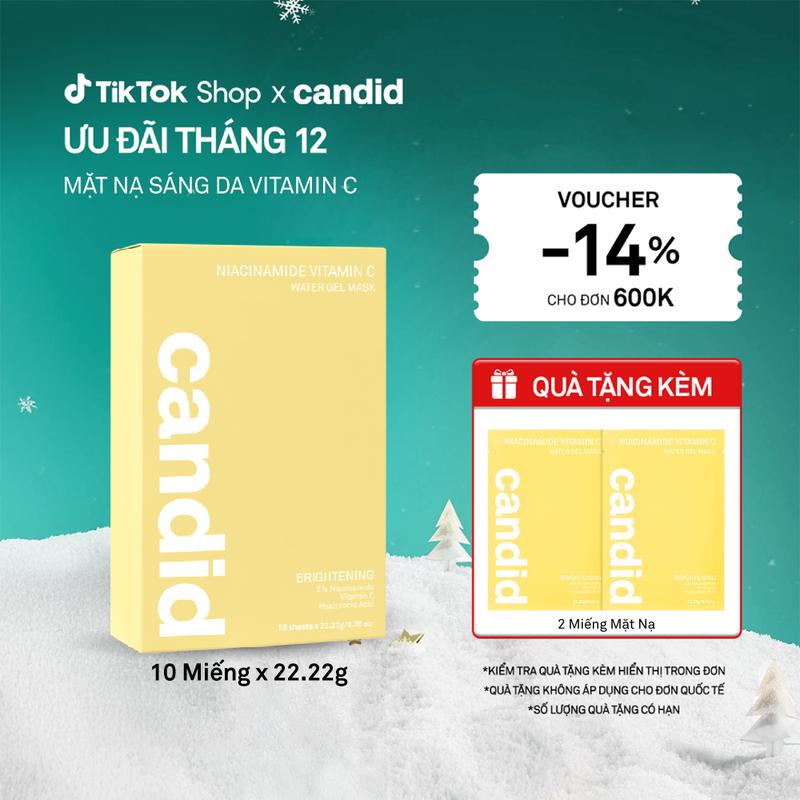 SẢN PHẨM MỚI Mặt Nạ Dưỡng Sáng Da - Candid Niacinamide Vitamin C Water Gel Mask Hộp x 10 Miếng