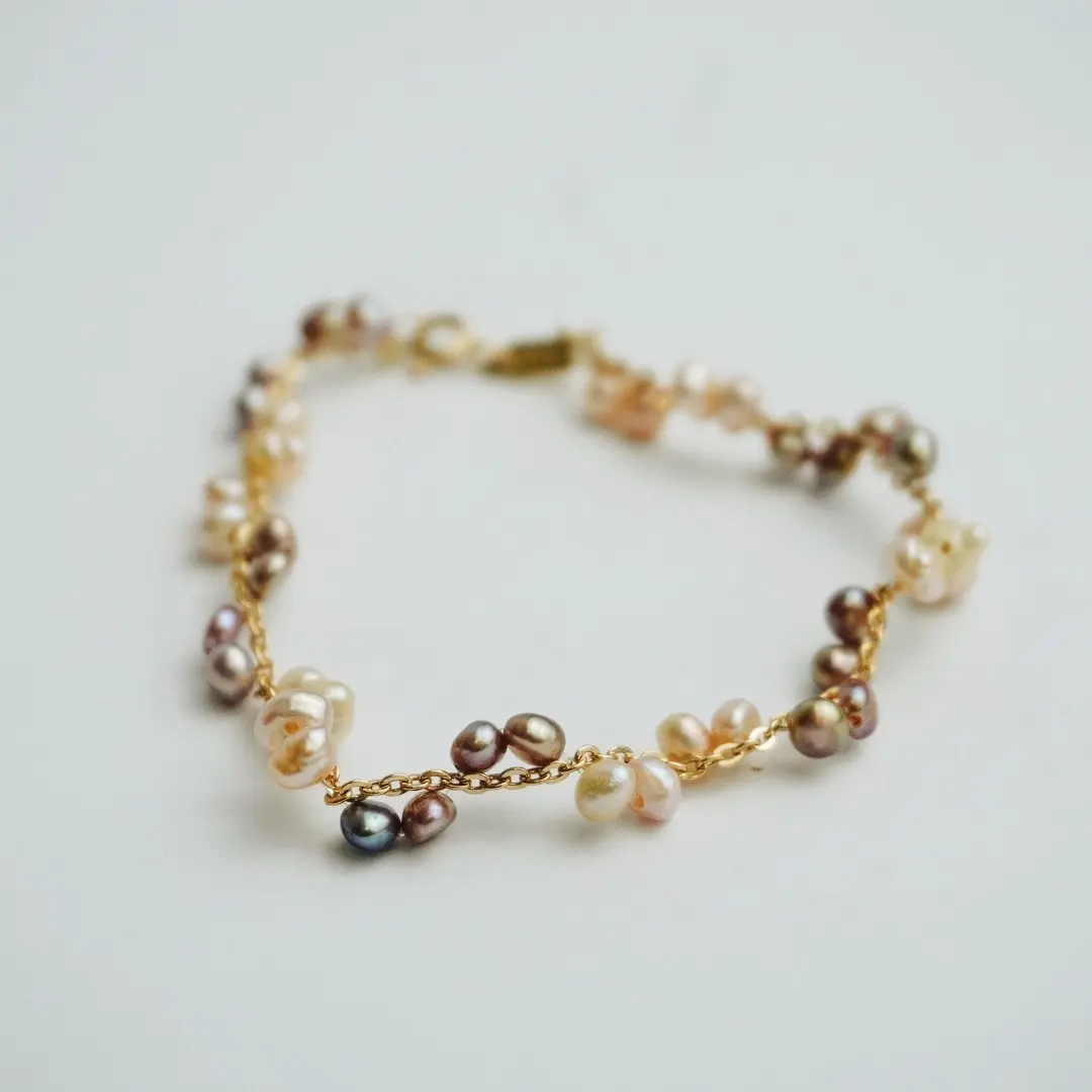 [C14] Gelang Nadi Emas Asli Mutiara Zigzag Cocok untuk sehari-hari