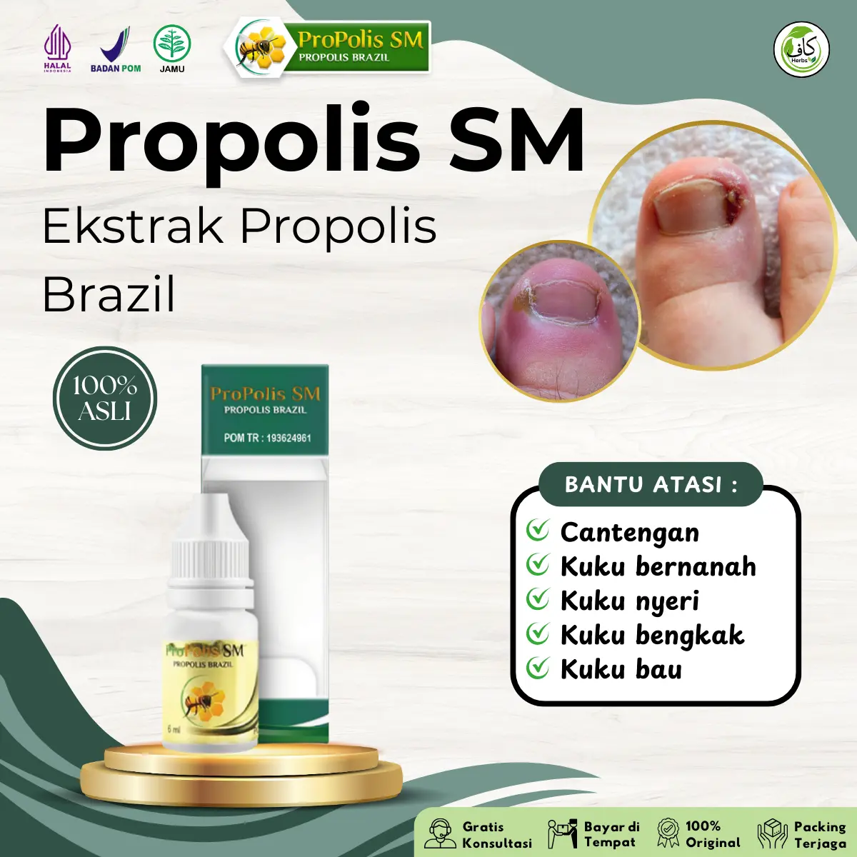 Propolis SM - Bantu Atasi Cantengan, Kuku Tumbuh ke Dalam, Jari Bengkak, Bernanah dan Bau. Obat Herbal Berkualitas Halal & BPOM