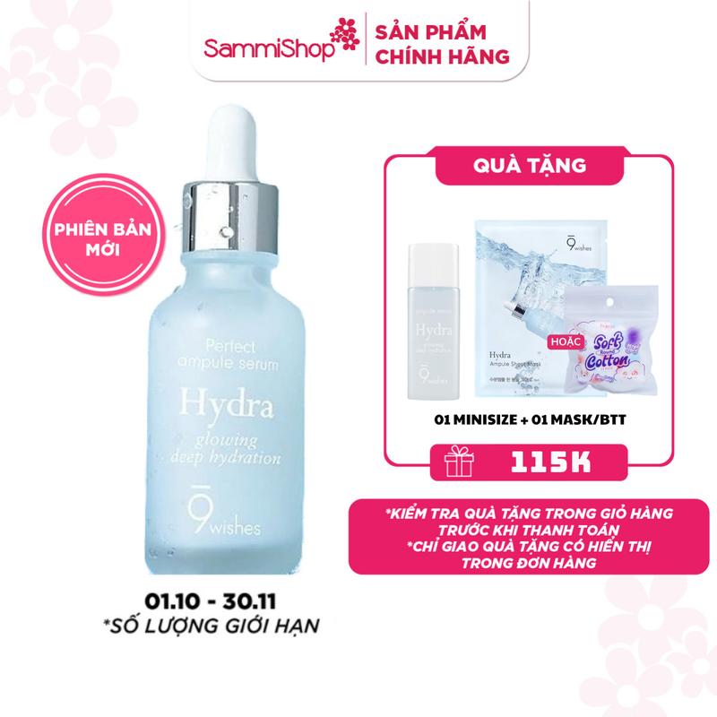 9 Wishes Tinh chất Hydra Ampule II 30ml Dưỡng Ẩm Da Cấp Ẩm Chăm Sóc Da