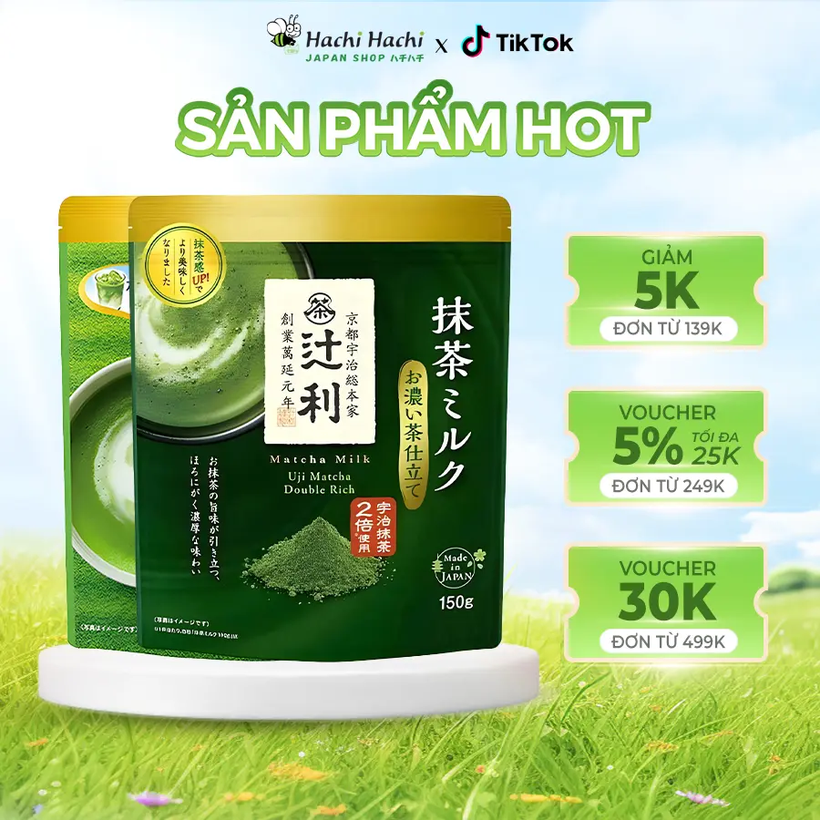 Bột trà sữa trà xanh Uji Matcha Milk 190g/ vị đậm đà 150g - Hachi Hachi Japan Shop