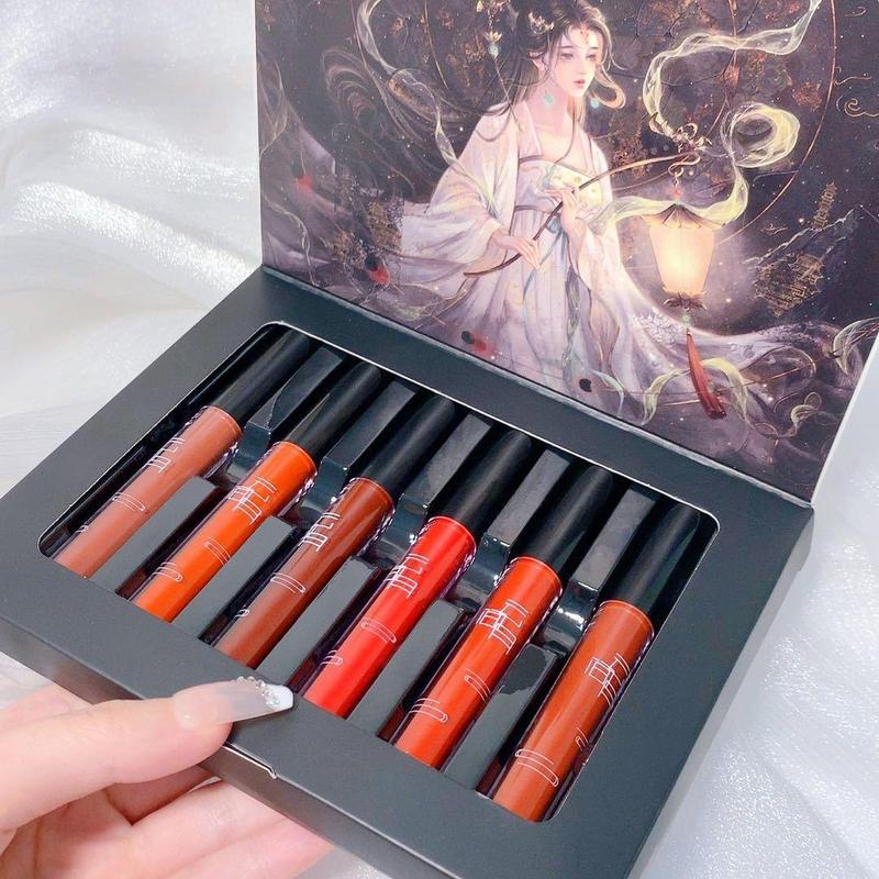Bộ Son Môi Màu Nude Và Nhung, 6 Miếng, Bóng Nhung, Trang Điểm, Không Thấm Nước, Dưỡng Ẩm, Trang Điểm Lâu Trôi, Quà Tặng Cho Phụ Nữ
