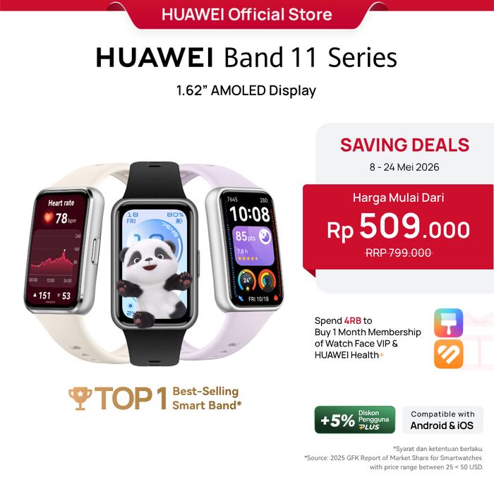 Gambar HUAWEI Band 11 Series | 1.62”AMOLED Display | Enhanced Sleep Tracking | Heart Health Management | Smartwatch-like | Android & iOS dari Huawei Indonesia Kota Tangerang Tokopedia