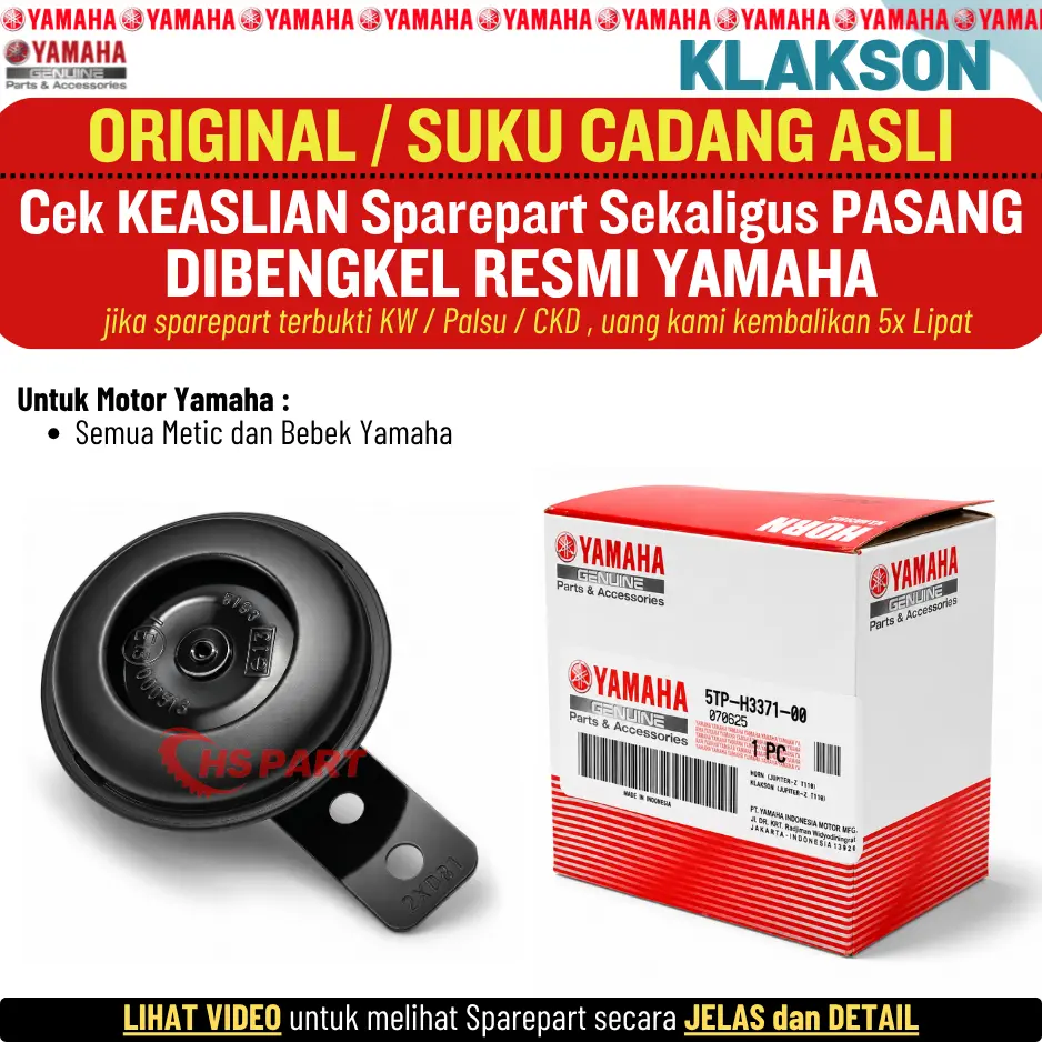 Klakson Horn Mio Sporty Smile Fino Soul Karbu Nouvo Mio Lama Original Yamaha 100%