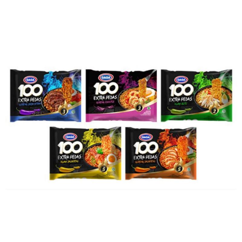 MI GAGA 100 EXTRA PEDAS 85GR INSTANT NOODLE EXTRA SPICY MIE INSTAN GORENG / KUAH 0