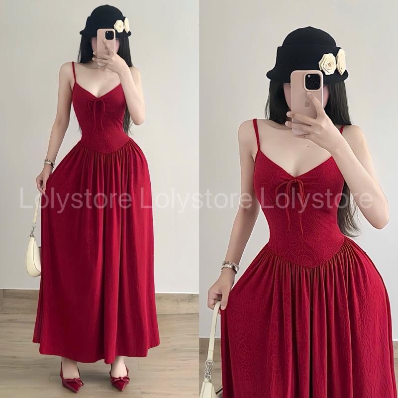  Đầm boby nữ 2 dây thắt nơ form ôm chân váy bo nhún xoè sang chảnh Lolystore dress women HL184 