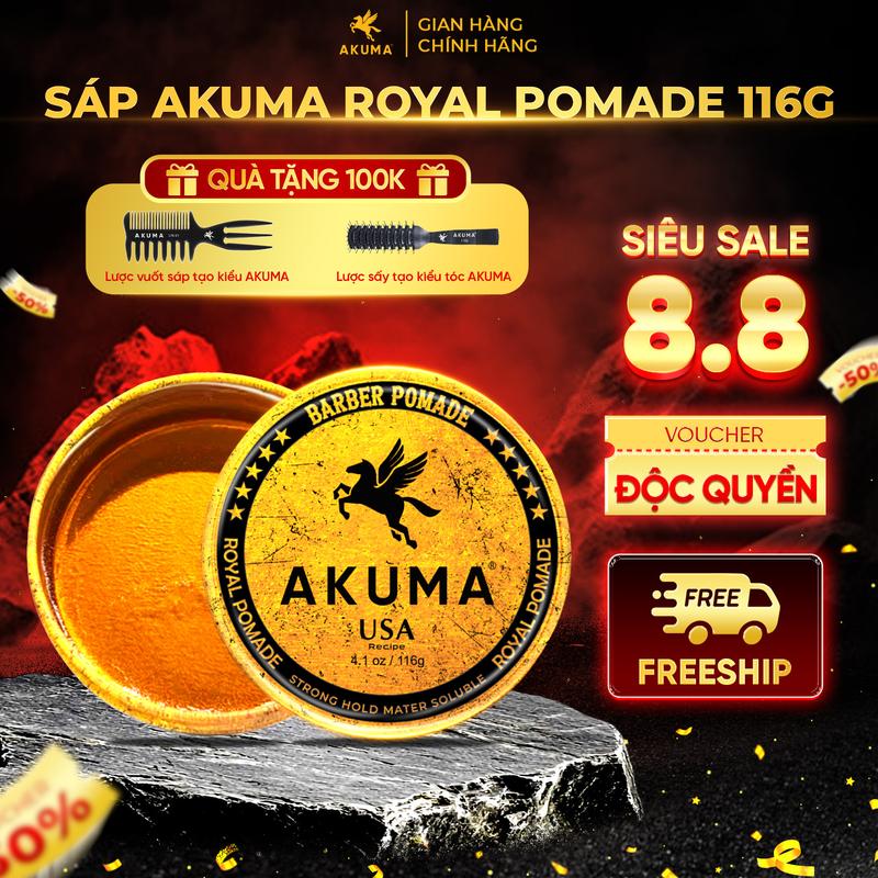 Sáp vuốt tóc AKUMA ROYAL POMADE 116g & 56g hương thơm nam tính lịch lãm, giữ nếp lên đến 12h phù hợp mọi chất tóc  Dưỡng Tóc Chăm Sóc Tóc. Gel Pomade