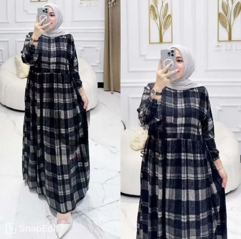 Midi Dress Flower Busui Friendly Santai A-Line Bunga Cantik Motif Nyaman Rayon Viscose Menyusui Muslim Zipper Gamis Dewasa Formal Ibu Karet Variasi Panjang Katun dress  vintage lebaran 1