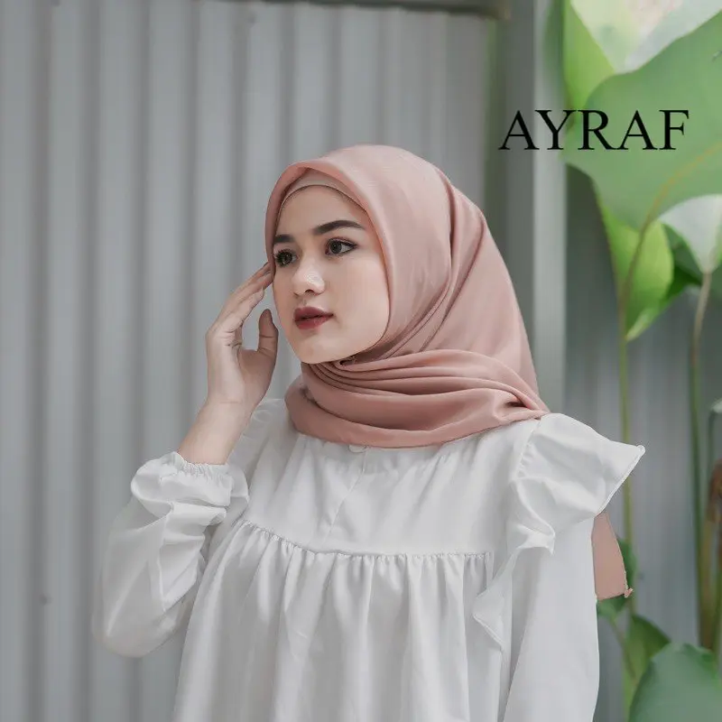 COD hijab segiempat bella square bahan pollycotton size 110x110/hijab kerudung bella square warna coklat Hazelnut 0