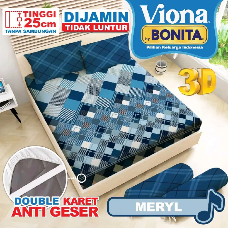 (TERMURAH BANTAL 2) VIONA by Bonita - Sprei BONITA King SIZE NO.1 (180x200) Tinggi 25 Ada Anti Slip 100% ORIGINAL [TERMURAH] SPREI BONITA BY VIONA | SPREI ASLI BONITA | SPREI VIONA | SPREI HALUS | SPREI NYAMAN | SPREI ORIGINAL BONITA 8