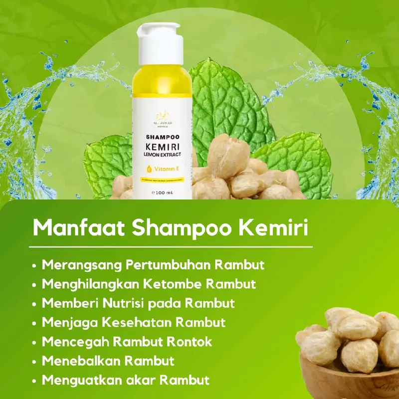 Shampoo Minyak Kemiri Murni Lemon Extract l Penumbuh Rambut Cepat l Shampoo Anti Ketombe & Rontok l Al Jawad Store 1