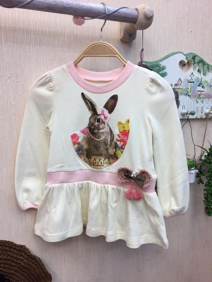 Kids Top White Pink Rabbit
