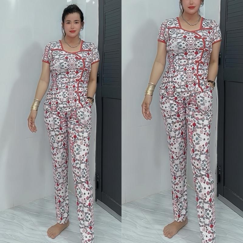 SÉT BỘ THUN ATI ,QUẦN DÀI ỐNG ÔM.SIZE 48-85KG đồ bộ nữ.đồ bộ may sẵn giá rẻ.đồ bộ thun Women.đồ bộ Tâm Đan Voi Áo Top Polo Sọc Kẻ 7