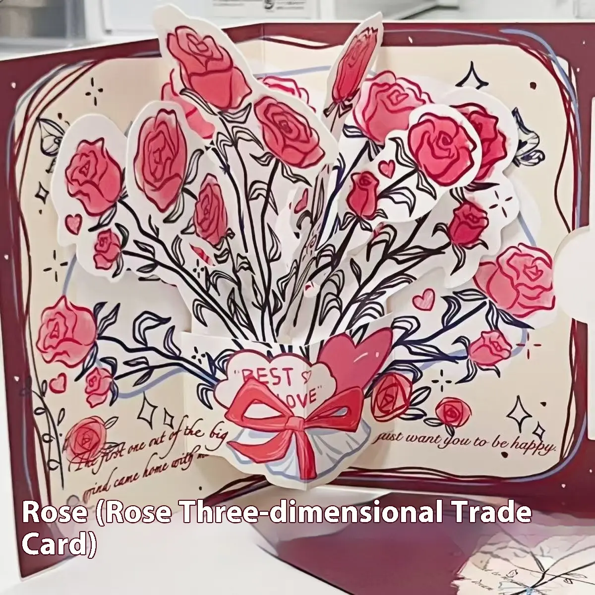 2025 3D ROSE Valentine's Day Greeting Card for  Creative Blessings, Large Rose/Love Card with Paper Carving