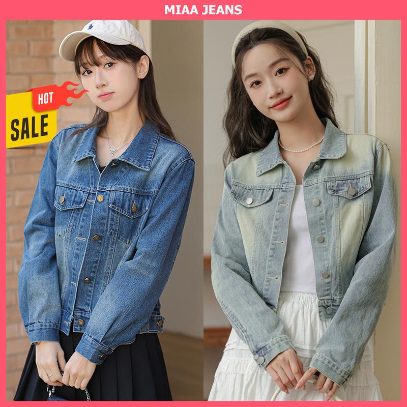 [MIAA] Áo Khoác Jean Nữ Dáng Ngắn Croptop Free Size - Chất Denim - Màu Xanh Nhạt, Xanh Đậm - Mã AKN1 - Áo Khoác Bò Phom Rộng Hàng Quốc