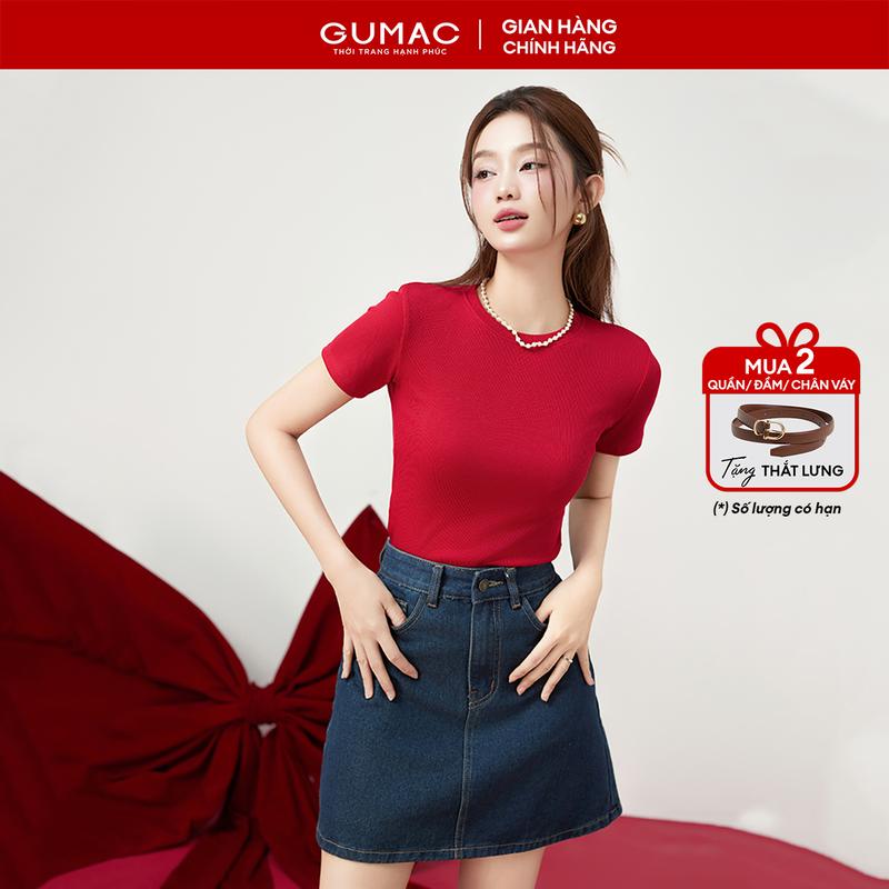   MUA 2 GIẢM THÊM 5%  Áo thun nữ cổ tròn form ôm body chất vải thun gân co giãn thời trang GUMAC LATE0602 
