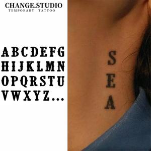 Tatu Sementara, 26 Huruf Inggeris, Tahan 15 Hari, Kalis Air, Tahan Gosok, Pelekat Tatu