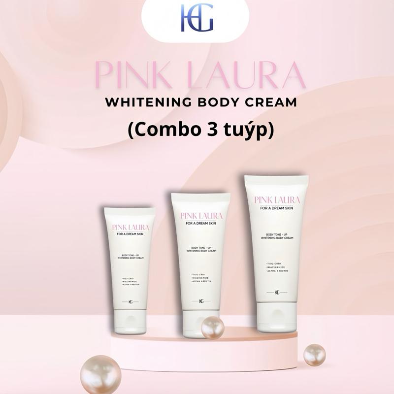 Combo 3 tuýp Kem Body PINK LAURA | 200ml | Hỗ trợ dưỡng trắng da nâng tone make up body.