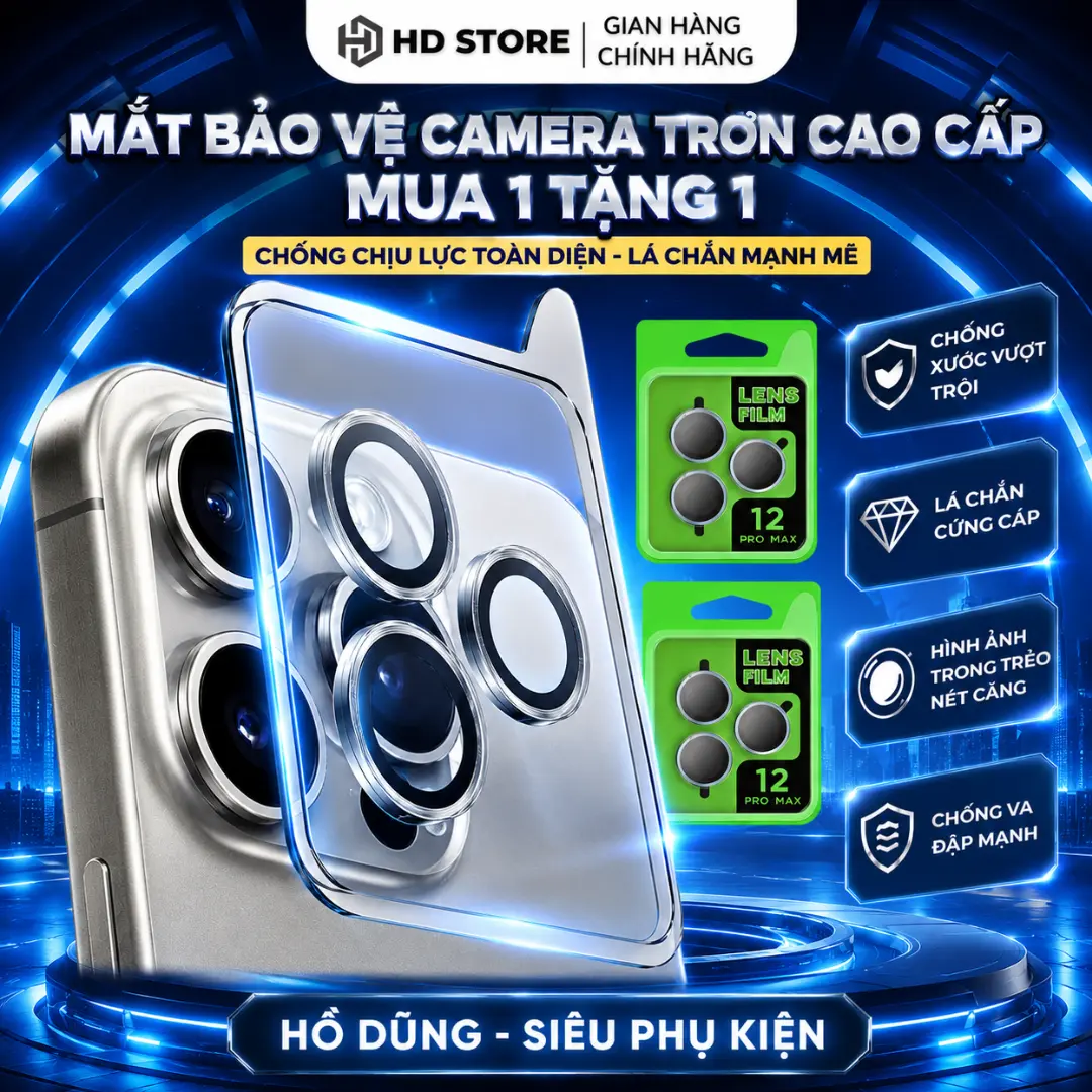 (4) [ Mua 1 tặng 1 bộ dự phòng ] Bảo vệ mắt camera TRƠN basic viền kim loại cao cấp chống trầy xước
