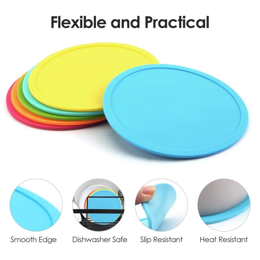 Đế Lót Ly Silicon Cho Đồ Uống - Bộ Đế Lót Ly Vui Nhộn Bảo Vệ Đồ Nội Thất Và Mặt Bàn Khỏi Thiệt Hại, Đế Lót Ly Silicon Thích Hợp Cho Bàn Bằng Mọi Chất Liệu