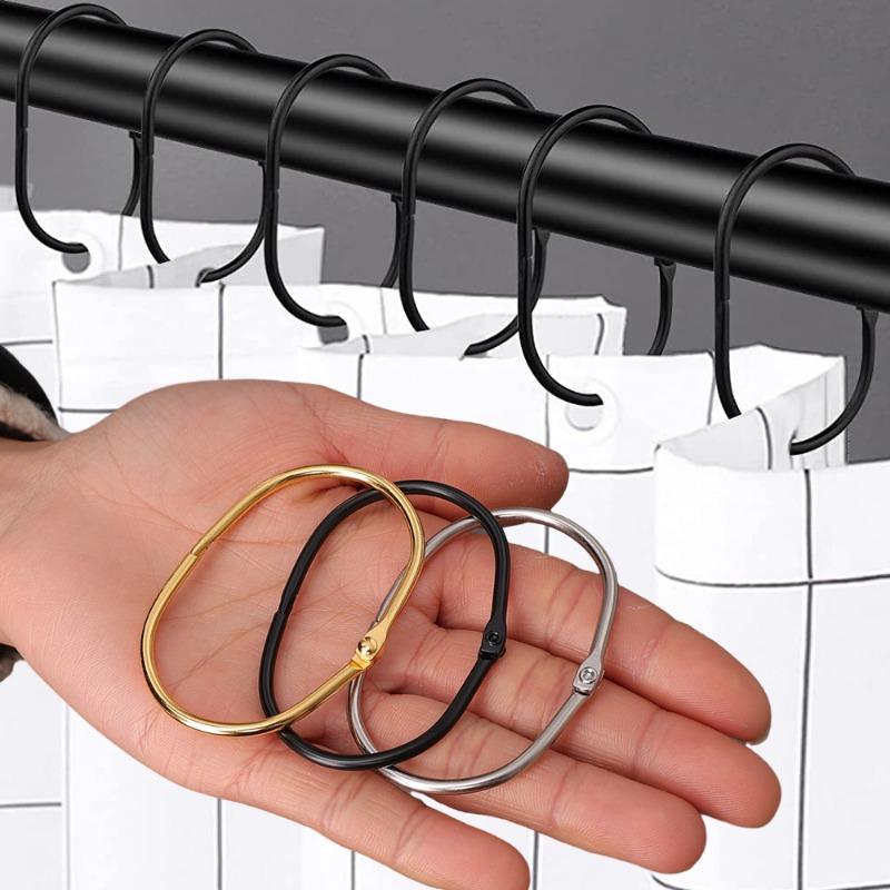 Product Introduction of 12 Pcs Detachable Curtain Ring Clips Anti Rust Retro Decorative Curtain Rings Practical Bathroom Home Supplies 23