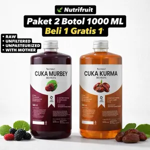 Nutrifruit Cuka Murbey & Cuka Kurma 1000 ML Paket 2 Botol Beli 1 Gratis 1 Raw Unfiltered Unpasteurized Dengan Mother Nutrifruit original