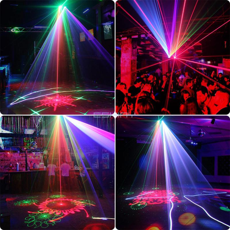 Product Introduction of ESHINY 800mW 2in1 RGB Laser Beam RG 64 Patterns Stage Disco Light DJ Scanner DMX512 Dance Bar Party Holiday Christmas Colorfull Effect System Show X4 1