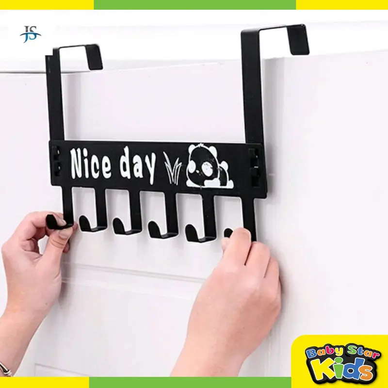 Gantungan Baju Tempel Pintu Minimalis HOOK NICE DAY Belakang Pintu Tanpa Paku Kuat 6 Kaitan Enudden 1