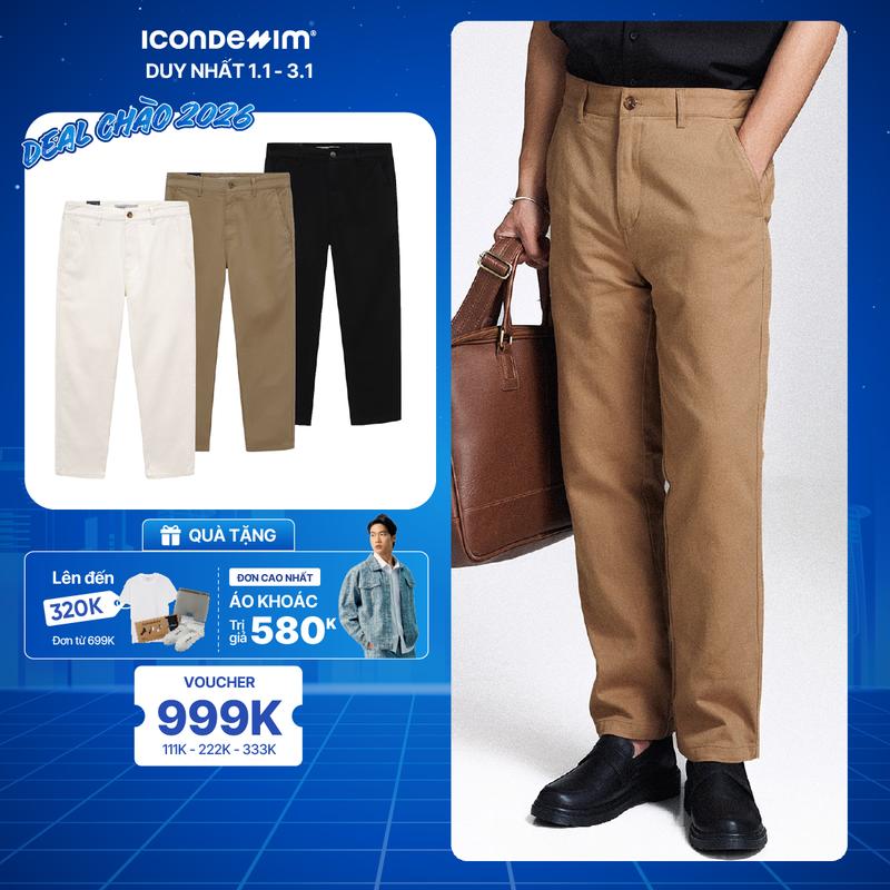 Quần Kaki Nam ICONDENIM Straight Fit Classic QKID0026