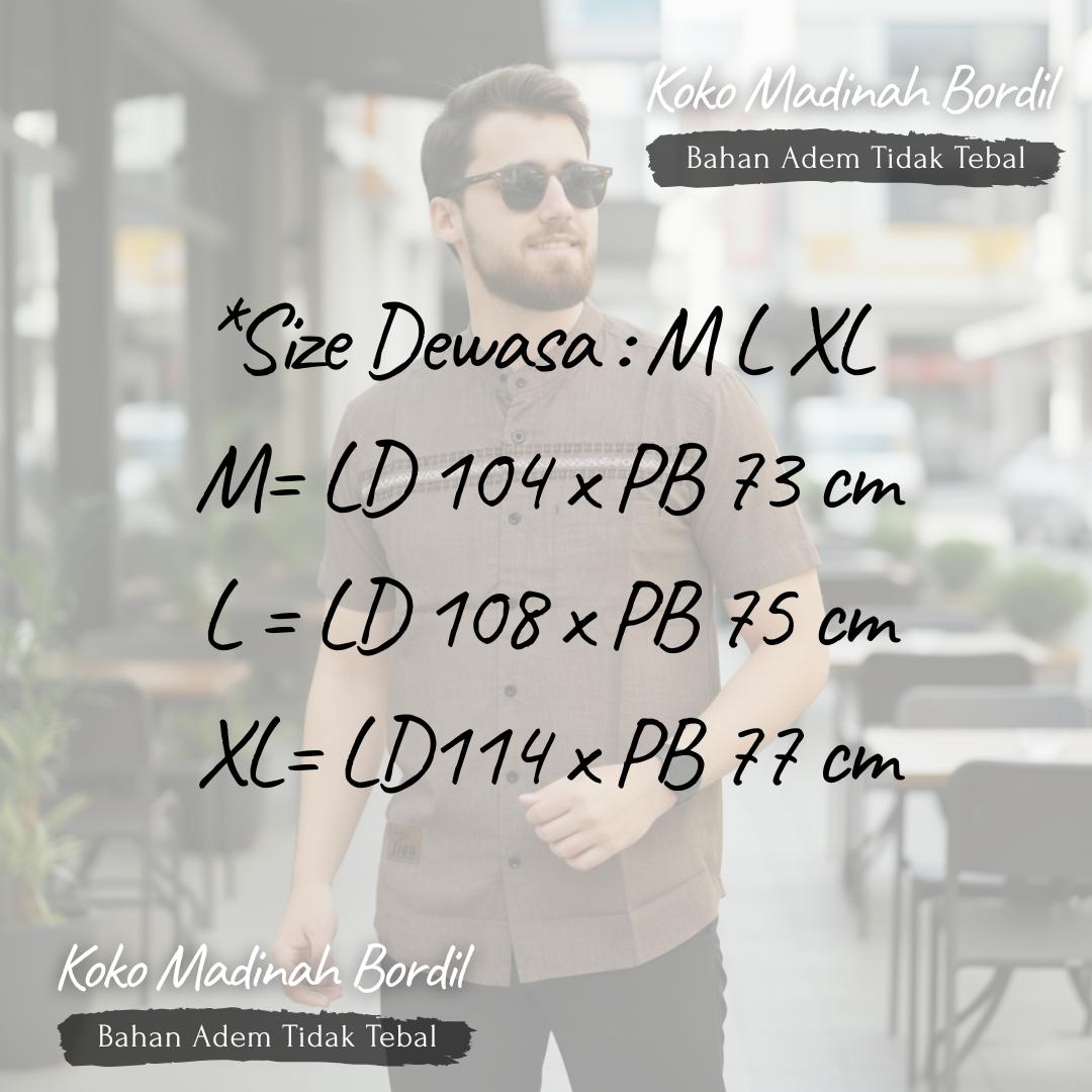 BJ KOKO Baju Koko Dewasa Motif Bordil Lengan Pendek Bonus Sarung Bahan Katun Madinah Terbaru 2026