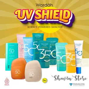 Wardah UV Shield Sunscreen Series - Aqua Fresh Essence Active Protection Serum Light Matte Sun Stick Airy Smooth Acne Calming Essential Sunscree Gel Serum Moisturizer