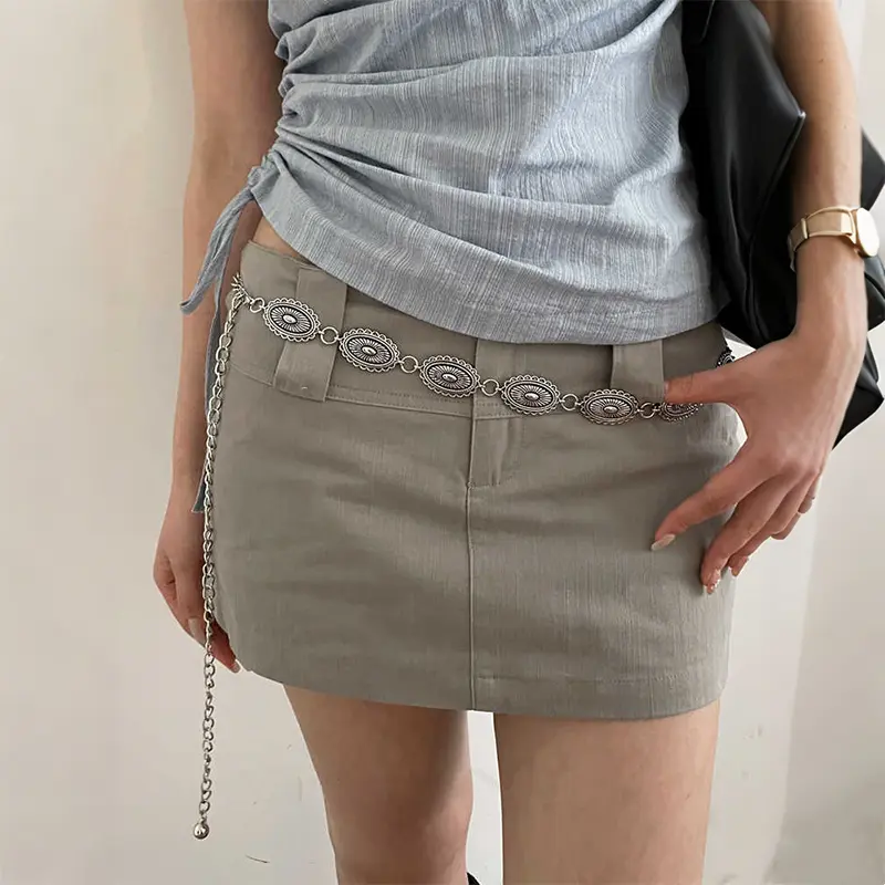 Dây Chuyền Đeo Hông, Bạc, Phong Cách Bohemian Và Cổ Điển, Phụ Kiện Kim Loại, Đầm Dễ Phối Đồ Thắt Lưng Mùa Hè Mới 2025, Sang Trọng Và Đơn Giản thắt  lưng  đính  đá  nữ 6
