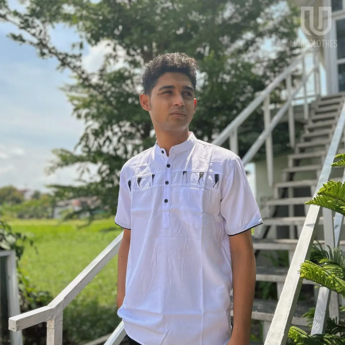 UNIQCLOTHES Baju Koko Muslim Kurta Cakra Lengan Pendek