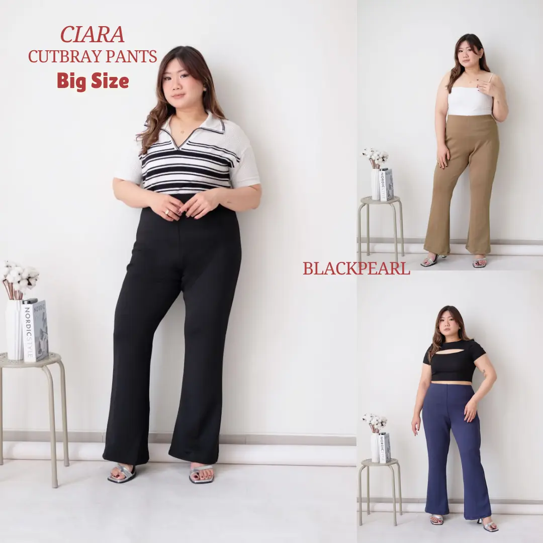 CIARA Celana Panjang Wanita Bigsize Jumbo Cutbray Scuba bikin kaki jenjang