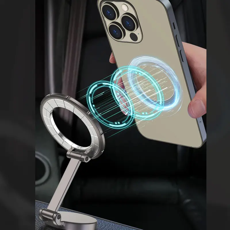 Fold Magnet Car Holder 360° Rotation Bisa Dilipat Magsafe Car Phone Holder / Universal Holder Hp Mobil Magnetic Bekerja Dengan Semua Ponsel - DH 802 4