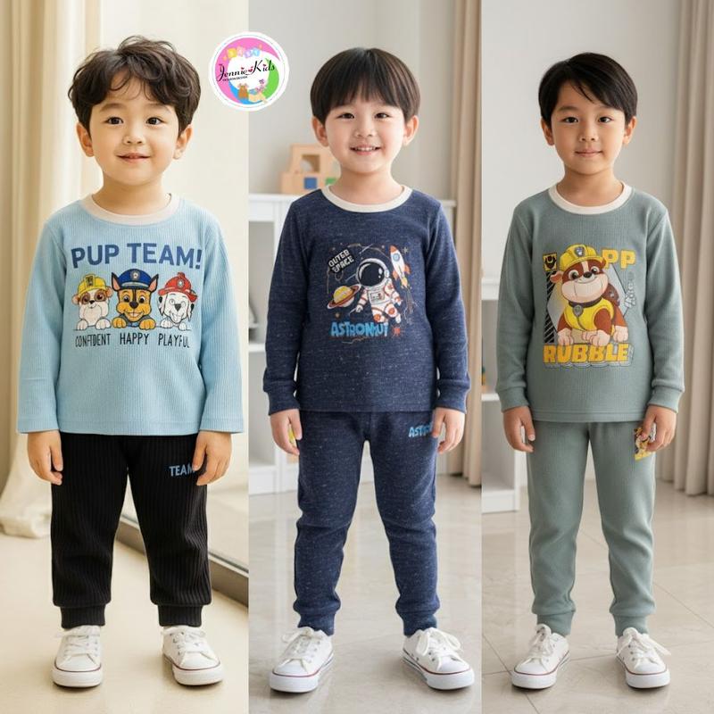  13 đến 30kg Quần áo dài tay Đồ dài tay cho bé trai vải Tổ ong thoáng khi in hoạt hình J639 