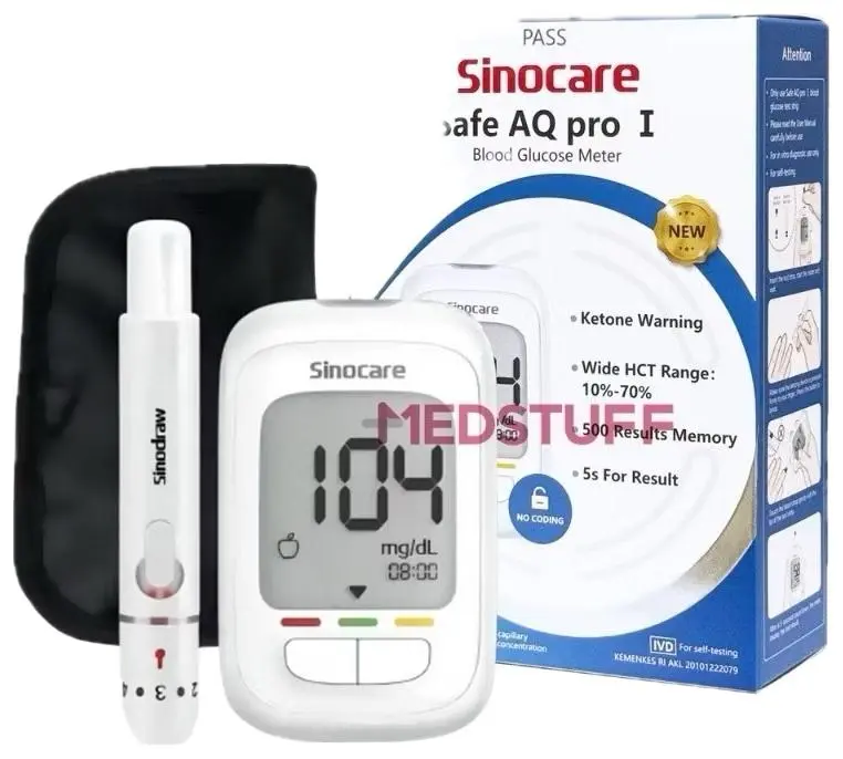 Sinocare Safe AQ Pro 1 Meter Alat Sinocare Safe AQ Pro I Alat Cek Gula Darah Sinocare AQ Pro 1 ( HANYA ALAT )